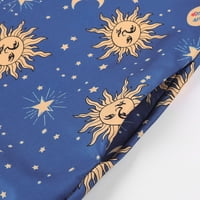 TIQKATYCK Dress Women plus size Sun Stars Moon Print bez rukava Vintage Bohemian Maxi haljina za žene Plave