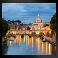 Vatikan Saint Peters Basilica i Ponte Sant Angelo most anđela na Tiber Rimu Rim Italija Sunset Photo