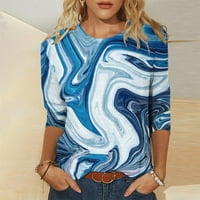 Hoksml Fall odjeća Ženska modna tiskana majica Srednja rukava Bluza Okrugli vrat Ležerne prilike Bluzes
