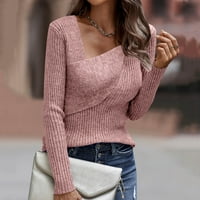 Ženska bluza s dugim rukavima za mršavljenje nepravilnosti V-izrez džemperi