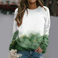 Lenago ženske vrhove modni casual cvjetni print okrugli vrat dugih rukava majica top bluza pulover majice na klirensu