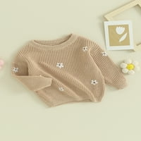 TODDLER dječje djevojke pleteni džemper novorođeni cvjetni vez za vez za dugih rukava na dugim rukavima