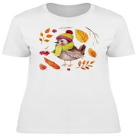 Ptica sa jesenskim listovima, majica za odjeću, žene -image by shutterstock, ženska