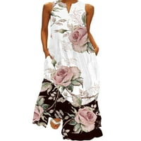 Luxplum žene Ljeto na plaži za plažu cvjetni print maxi haljine V izrez duga haljina havajska odmora-a