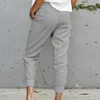 qolati capris hlače za žene srušeni casual nacrtavanje elastični visoki struk obrezani jogger dukseri