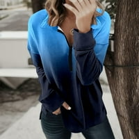 Yubatuo ženski kauzalni zip pulover dugih rukava kožursi dukseri gradijent Ispis Active odjeća trčanje
