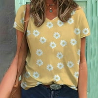 Sdjma Ženska klasična majica pamučna majica za kratki rukav modni ženski ljetni V-izrez kratki