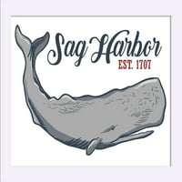 Sag Harbour, New York - Crvena tekstualna verzija - kit sperme - umjetnička djela sa ljekarom