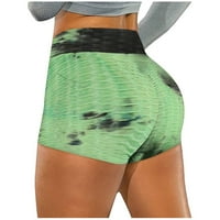 Xinqinghao znojne hlače za žene naborane kravate džepovi Trčanje Fitness Yoga Hlače Biker kratke hlače Stretch hlače mint zelena xxl