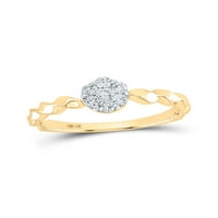 Zlatna zvjezdica 10kt Žuto zlato Žene okrugli dijamantni cvijet klastera zabogav bend prsten CTTW