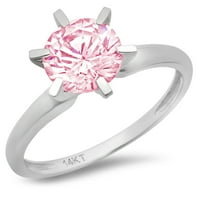 1CT okrugli rez ružičasti simulirani dijamant 18k Bijelo zlato Graviranje Izjava bridalne godišnjice