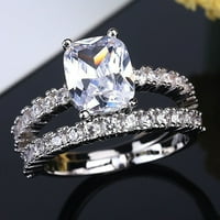 Keusn Fashity Exquisite Full Diamonds Prsten set za žene Angažovanje cirkonske prstenove poklopce