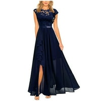 Ženska večer Maxi haljina čipka šifon patchwork elegantne zabave bez rukava za vjenčanje duga dugačka