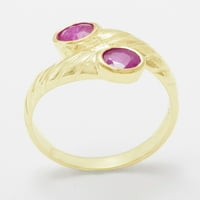 Britanska napravljena 18k žuto zlato prirodno rubin ženski prsten za opcije - Opcije veličine - 7. -