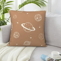Brown Cartoon Space Planet Backet Jastuk za bacanje, krevet kauč kauč za kapution ukrasni jastuk za