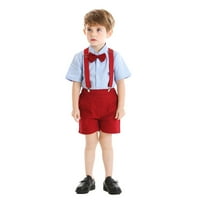 TODDLER Baby Boys Gentleman Bowing Tie Slatka majica Tops + Suspender Shorts Outfits za 12 mjeseci