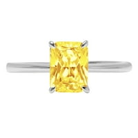 1. CT sjajan zračenje simulirani žuti dijamant 14k bijeli zlatni pasijans prsten sz 5.5