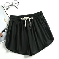 Hlače za žene Ljeto pamučno posteljina elastični džep za crtanje struka Sportski vježbanje kratkim hlačama