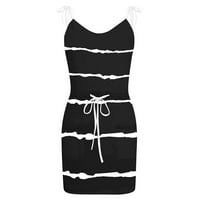 Ljetne haljine za žene mini kratka mini rukava modna haljina s V-izrezom crna l
