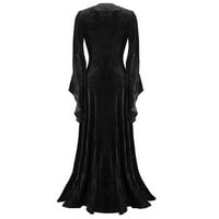 Ženska duga haljina Vintage Duljina dugih rukava Duljina duljine Elegantna haljina na elven