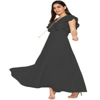 Eloria ženske ruffels ruffe haljina haljina za haljinu a-line fit & bljeskalica duga haljina Veličina:
