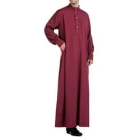 Muški tunik, muški muslimanski ogrtač srednji stojeći izređeni džep dugih rukava dugi povremeni ogrtač