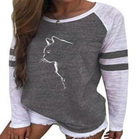 Ženska bluza s dugim rukavima vrhovi tuničke labave majice plus veličina siva 3xl