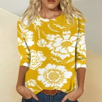 Ženski vrhovi bluza cvjetni kratki rukav Ležerne prilike za žene Ljetni posadni vrat T-majice Yellow XL