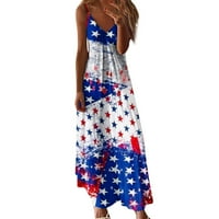 Američka zastava Maxi haljina za žene 4. jula Patriotske duge turske haljine casual labave džepne haljine