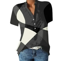 Ženski vrhovi kratkih rukava ispisana bluza Ležerne prilike za žene Ljeto V-izrez T-majice Tuničke majice