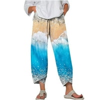 Zkozptok ženske ležerne hlače visoki struk joga cvjetni print Sportski casual džepovi Duksevi, Khaki,