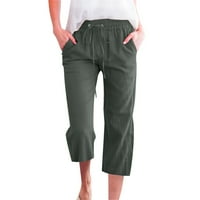 Koaiezne ženske modne visoke struk široke pantalone za noge nacrtaju elastične pantalone udobne ravnotežne pantalone s džepovima hlače za žene trendovske hlače Hlače za žene