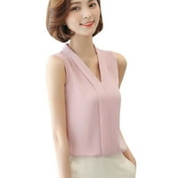 Puna bluza bez rukava casual ljetni V-izrez za žene Pink XL