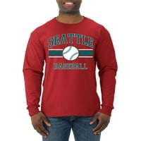 Divlji Bobby Grad Seattle Baseball Fantasy Fan Sports Muška majica dugih rukava, Crvena, 3x-velika
