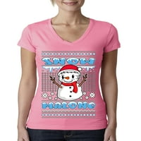 Divlji bobby snijeg Malone Snjegović lice Tatoo parodija ružni božićni džemper žene junior fit v-izrez