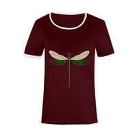 Amtdh Ženske trendy Basic T Clears Casure Labavi vrhovi Y2K odjeća za teen Girls Dragonfly Print Tes