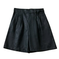 Ženske pamučne kratke hlače visoke struke udobne kratke hlače ljetne pamučne odjeće modni gumb kratke kratke kratke hlače sa džepovima 1-crna l