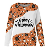 Glam u Ghostly Himyway Duksera sa kapuljačom Ženska modna Halloween Print Dugi rukav Crew pulover TOP