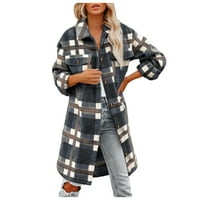 HGW kaputi za žene plus veličine ženske brušene majice s dugim rukavima Flannel rever gumb niz džep