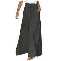 Ženske pantalone sa čvrstim bojama Elastična pojasa široka noga visoki struk Culottes