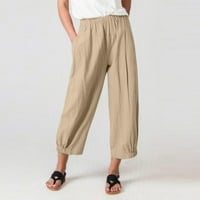Aoochasliy ženske hlače čišćenje casual labavih džepova u boji elastične struke Udobne haremske pantalone