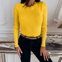 Duge pulover za žene Dugi pulover Dukseri Lagani zimski clote Yellow XL