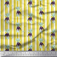 Soimoi Purple Rayon Tkaninski perje i boca Vase Stripe Print Šivaći šipka Tkanina