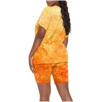 Žene Dvije odjeće Biklički set Postavi majica kratkih rukava + kratke hlače visoke struke Narančasta