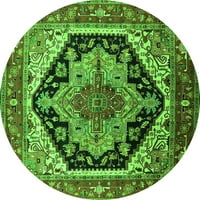 Ahgly Company u zatvorenom okrugli geometrijske zelene tradicionalne prostirke, 7 'runda