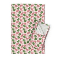Tiskani ručnik za čaj, platno pamučno platno - ružičasto voće ljetne matelje za malene male skale vrtni