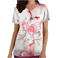 Ženske bluze i vrhovi Dressy ženski modni kratki rukav V-izrez V-izrez Tipke Džepne bluze vrhovi leptir
