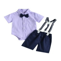 Huakaishijie Baby Boy gospodin Outfit Haljina Majica Romper Majica Tees Suspender Kratke hlače