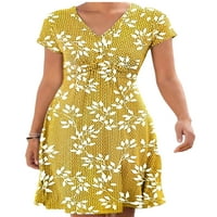 Capreze dame majica haljine V izrez Mini haljina kratki rukav ljetni plažni suncobran seksi cvjetni
