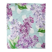 Bacanje pokrivača toplo ugodno print flanel ljubičasti ljetni lila buketi svijetle plave polka točkice